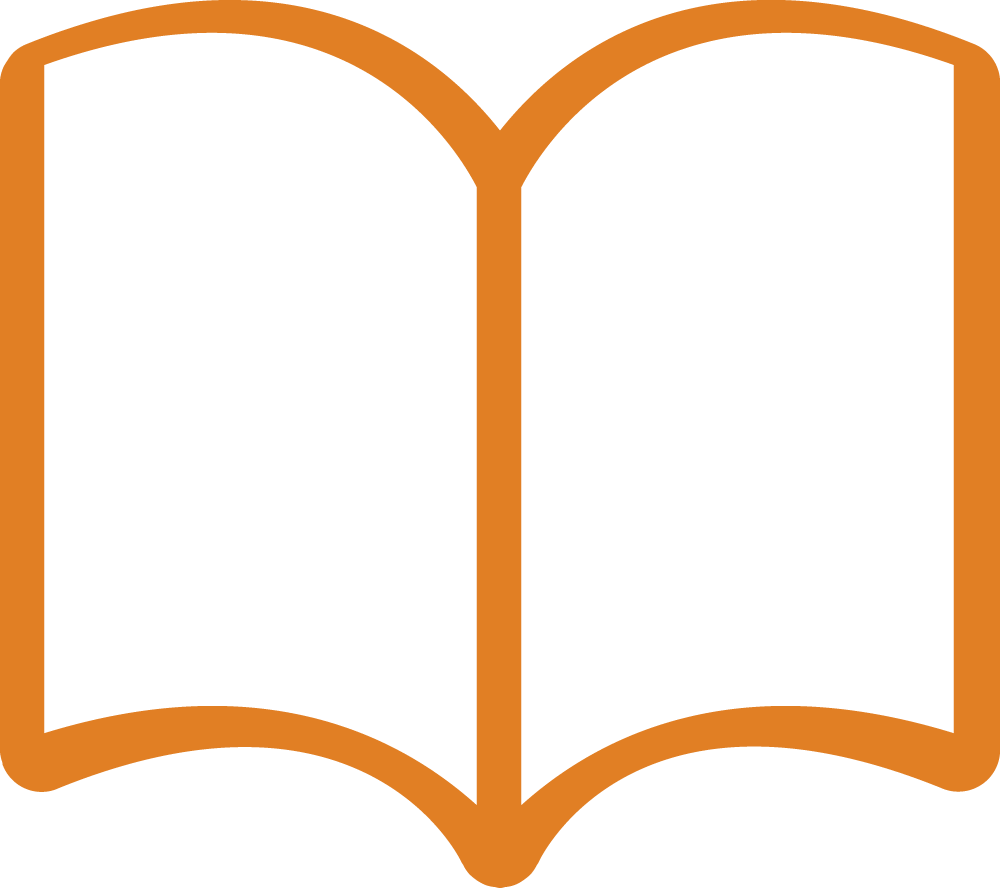 an open book, seen here as an orange outline